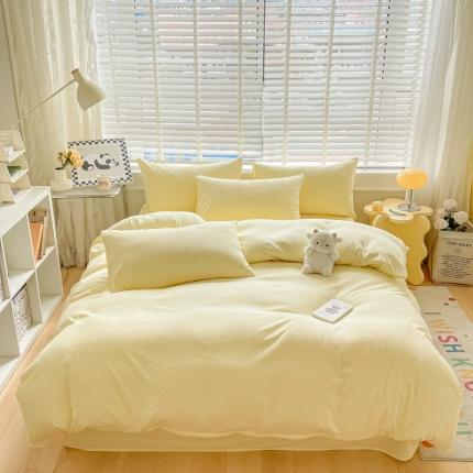 91家纺网 家纺一手货源 找家纺 阿曼达 2023新款ins风纯色亲肤m四件套 ins-纯色-芝士黄