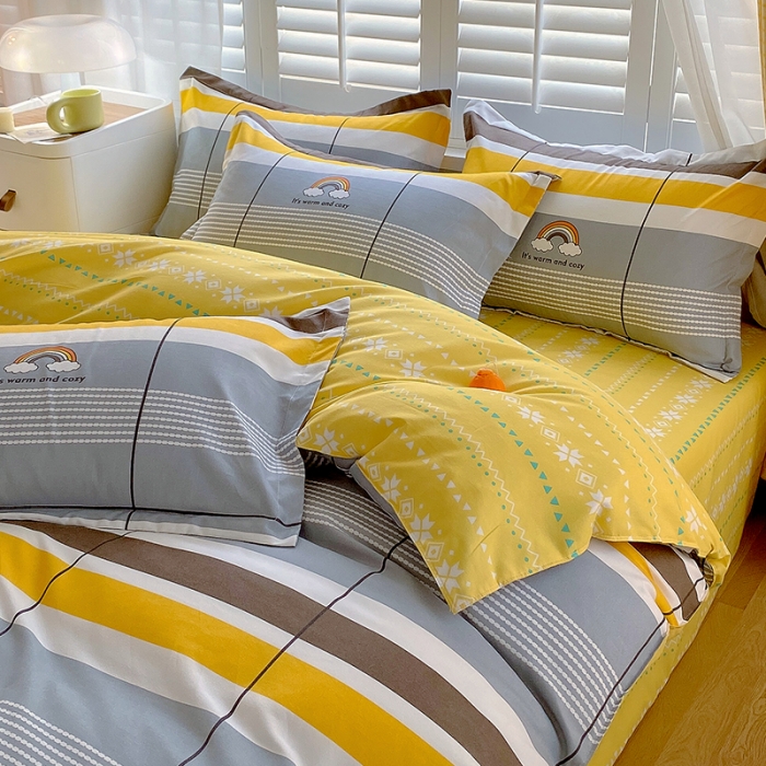 91家纺网 家纺一手货源 找家纺 好亿来 2025新款植物羊绒加厚斜纹磨毛四件套彩色心情