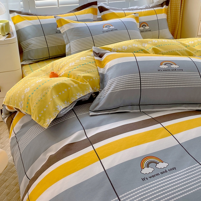 91家纺网 家纺一手货源 找家纺 好亿来 2025新款植物羊绒加厚斜纹磨毛四件套彩色心情