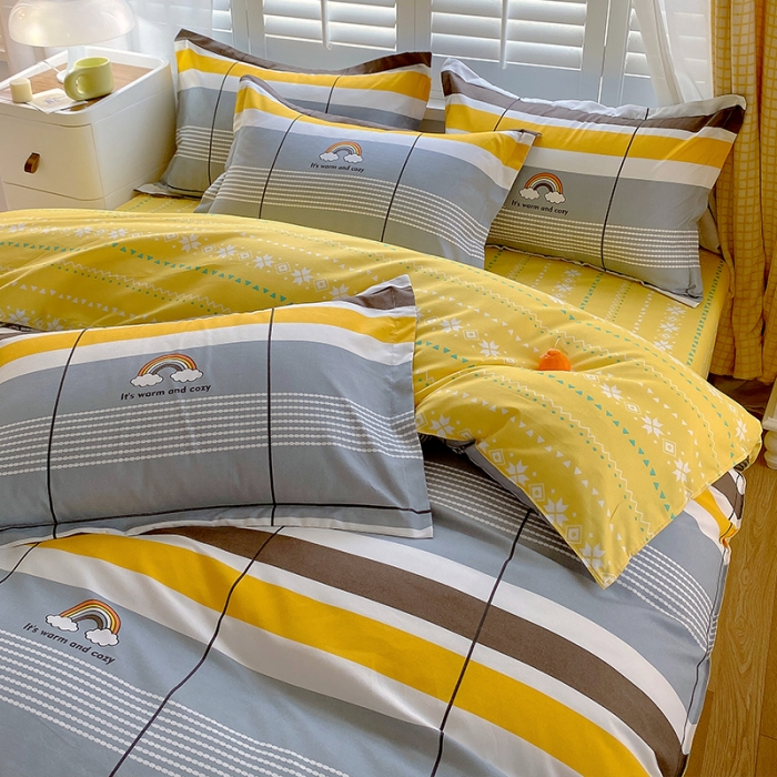 91家纺网 家纺一手货源 找家纺 好亿来 2025新款植物羊绒加厚斜纹磨毛四件套彩色心情