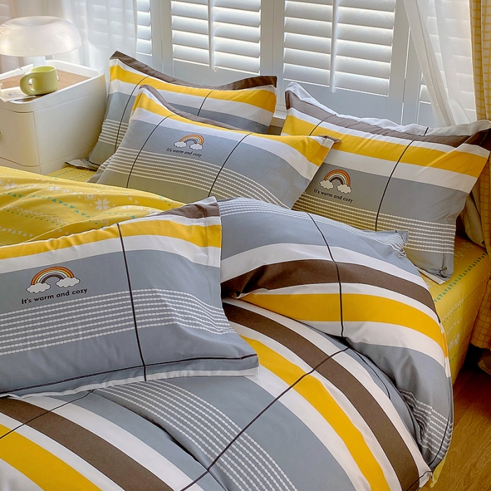 91家纺网 家纺一手货源 找家纺 好亿来 2025新款植物羊绒加厚斜纹磨毛四件套彩色心情