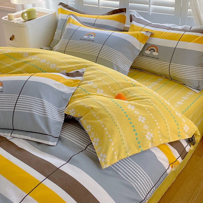 91家纺网 家纺一手货源 找家纺 好亿来 2025新款植物羊绒加厚斜纹磨毛四件套彩色心情