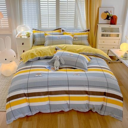 好亿来 2025新款植物羊绒加厚斜纹磨毛四件套彩色心情