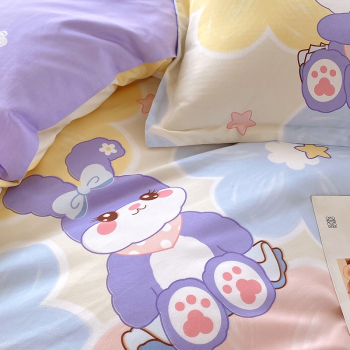 91家纺网 家纺一手货源 找家纺 好亿来 2025新款植物羊绒加厚斜纹磨毛四件套黛菲兔