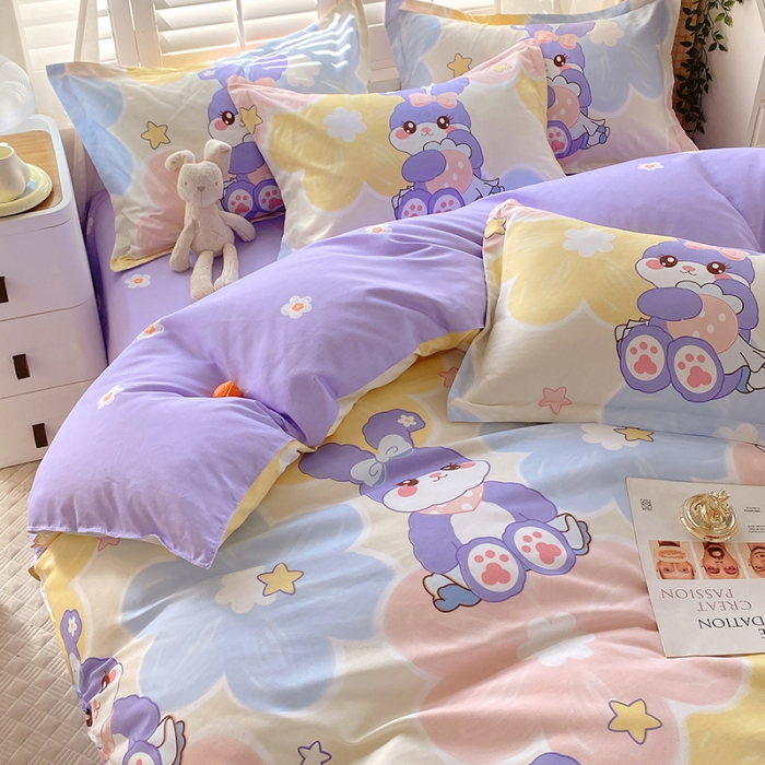 91家纺网 家纺一手货源 找家纺 好亿来 2025新款植物羊绒加厚斜纹磨毛四件套黛菲兔