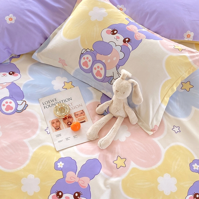 91家纺网 家纺一手货源 找家纺 好亿来 2025新款植物羊绒加厚斜纹磨毛四件套黛菲兔