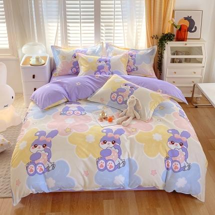 好亿来 2025新款植物羊绒加厚斜纹磨毛四件套黛菲兔