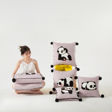 雷娜 2023新款水洗棉Hello Panda系列抱枕被 温柔紫