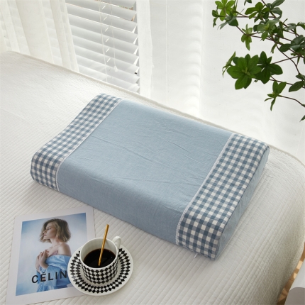 91家纺网 家纺一手货源 找家纺 成人天然乳胶枕单人乳胶枕头全棉枕套高低平面款颈椎枕