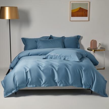 91家纺网 家纺一手货源 找家纺 米奈 2024年新款长绒棉刺绣四件套-莱恩 宾利蓝