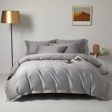 91家纺网 家纺一手货源 找家纺 米奈 2024年新款长绒棉刺绣四件套-莱恩 高级灰