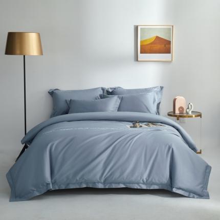 91家纺网 家纺一手货源 找家纺 米奈 2024年新款长绒棉刺绣四件套-莱恩 海青灰