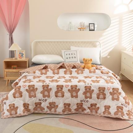 91家纺网 家纺一手货源 找家纺 梦莱发 2025新款芦荟棉夏被 浣熊