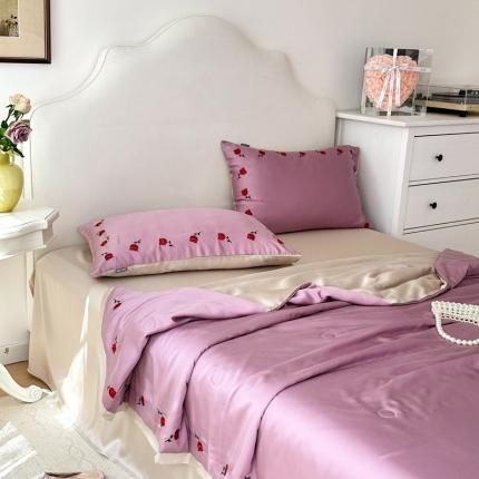 91家纺网 家纺一手货源 找家纺 时亿 2023新款60支兰精天丝夏被四件套-佳人有约  樱草紫