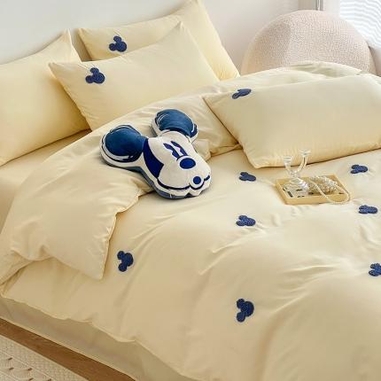 包小包2024春夏直播新款简约米奇臻丝棉四件套 米奇奶黄提供买家秀