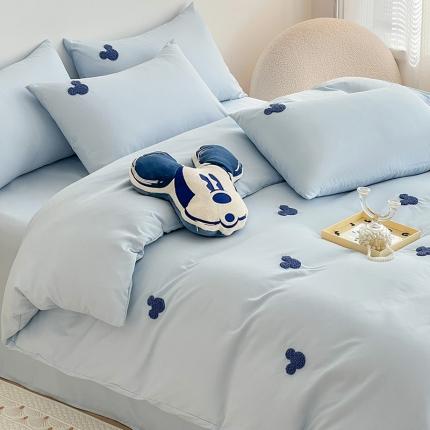 包小包2024春夏直播新款简约米奇臻丝棉四件套 米奇浅蓝提供买家秀