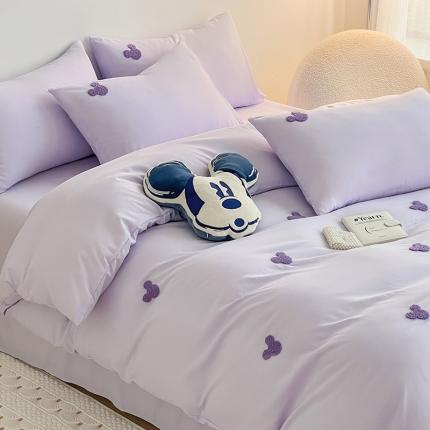 包小包2024春夏直播新款简约米奇臻丝棉四件套 米奇浅紫提供买家秀