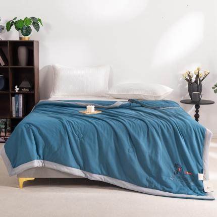 91家纺网 家纺一手货源 找家纺 塔塔 2025新款抗菌大豆纤维夏凉被空调被直播爆款 华夫格-孔雀蓝