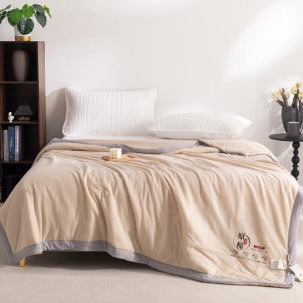 91家纺网 家纺一手货源 找家纺 塔塔 2025新款抗菌大豆纤维夏凉被空调被直播爆款 华夫格-米黄