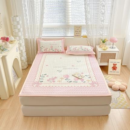 91家纺网 家纺一手货源 找家纺 （总）慕澄 2023新款大版宽边小清新乳胶凉席系列