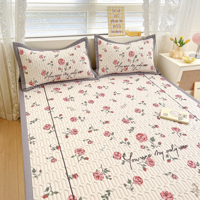 91家纺网 家纺一手货源 找家纺 慕澄 2023新款大版宽边小清新乳胶凉席系列 宽边-半夏