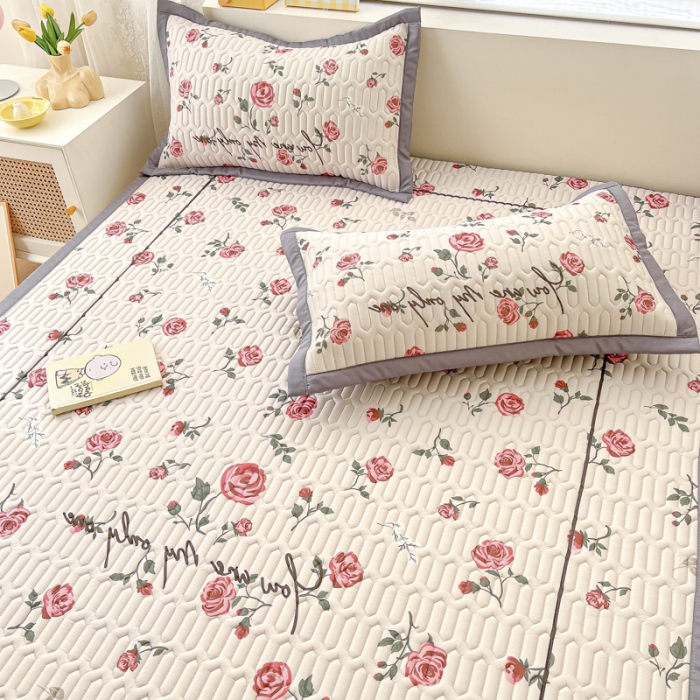 91家纺网 家纺一手货源 找家纺 慕澄 2023新款大版宽边小清新乳胶凉席系列 宽边-半夏