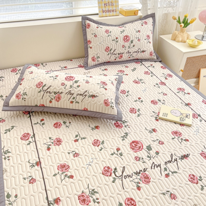 91家纺网 家纺一手货源 找家纺 慕澄 2023新款大版宽边小清新乳胶凉席系列 宽边-半夏