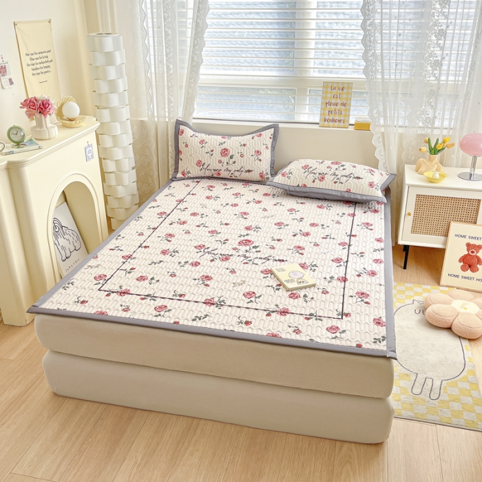 91家纺网 家纺一手货源 找家纺 慕澄 2023新款大版宽边小清新乳胶凉席系列 宽边-半夏