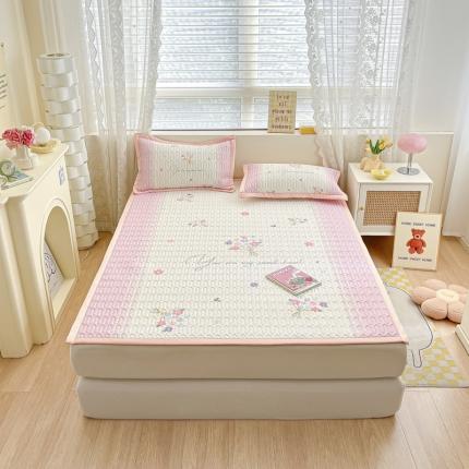 慕澄 2023新款大版宽边小清新乳胶凉席系列 宽边-粉色心情