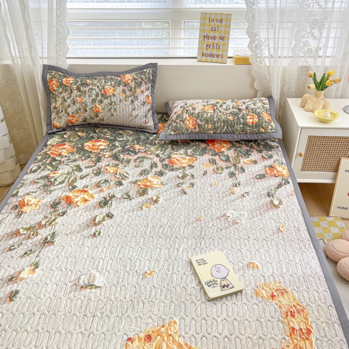 91家纺网 家纺一手货源 找家纺 慕澄 2023新款大版宽边小清新乳胶凉席系列 宽边-风吹一夏