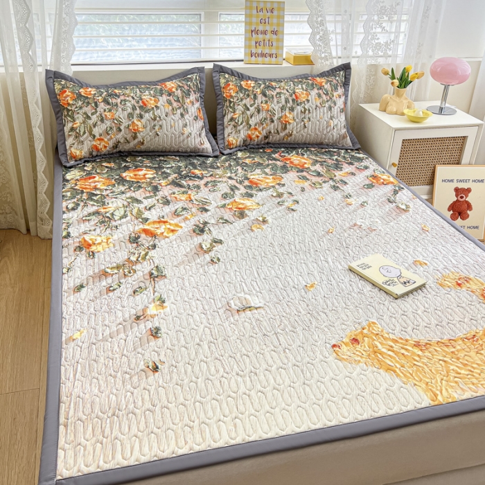 91家纺网 家纺一手货源 找家纺 慕澄 2023新款大版宽边小清新乳胶凉席系列 宽边-风吹一夏