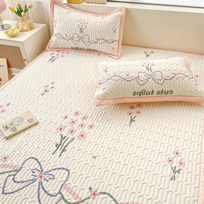 91家纺网 家纺一手货源 找家纺 慕澄 2023新款大版宽边小清新乳胶凉席系列 宽边-蝴蝶结