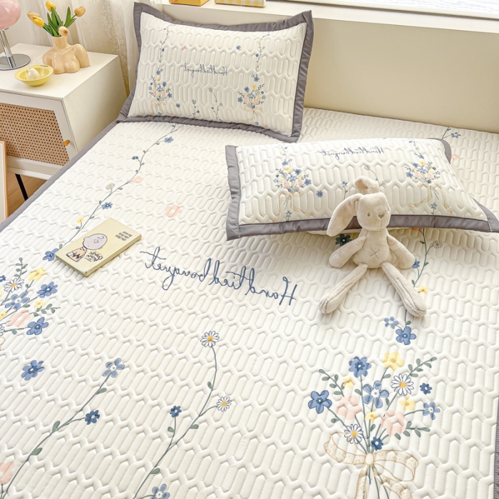 91家纺网 家纺一手货源 找家纺 慕澄 2023新款大版宽边小清新乳胶凉席系列 宽边-花蔓