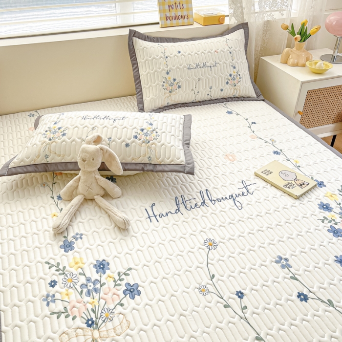 91家纺网 家纺一手货源 找家纺 慕澄 2023新款大版宽边小清新乳胶凉席系列 宽边-花蔓