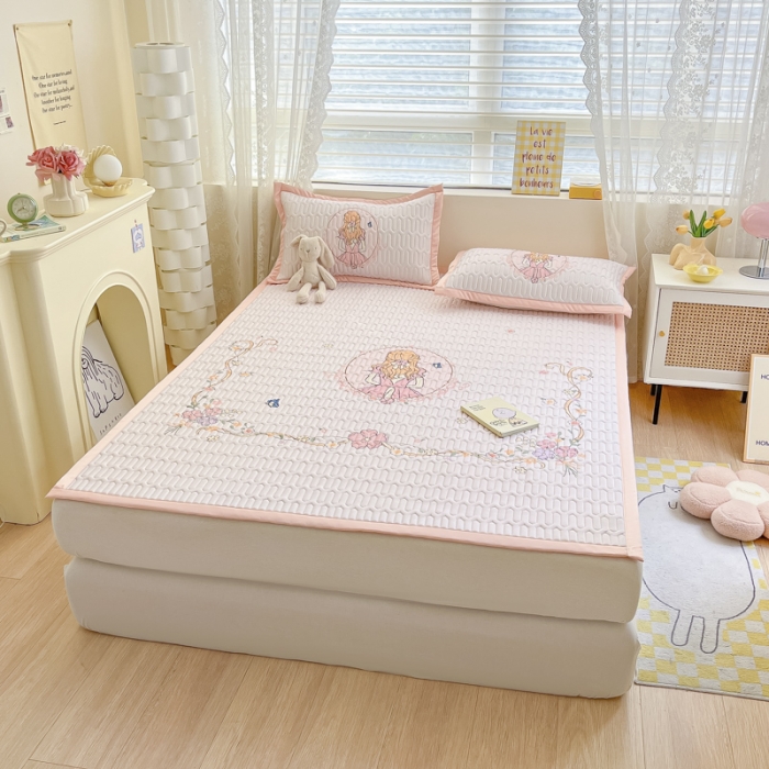 91家纺网 家纺一手货源 找家纺 慕澄 2023新款大版宽边小清新乳胶凉席系列 宽边-女孩