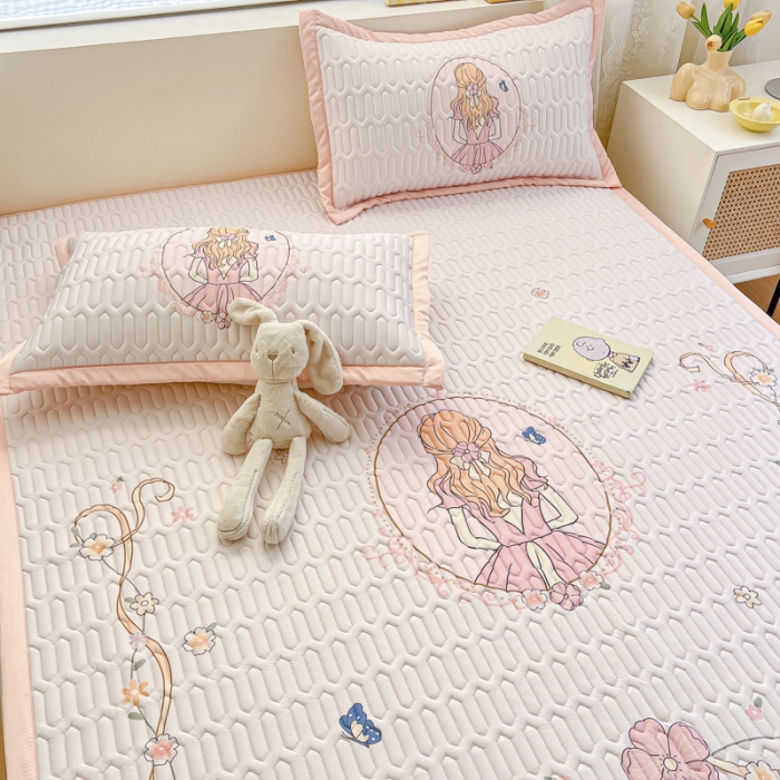 91家纺网 家纺一手货源 找家纺 慕澄 2023新款大版宽边小清新乳胶凉席系列 宽边-女孩