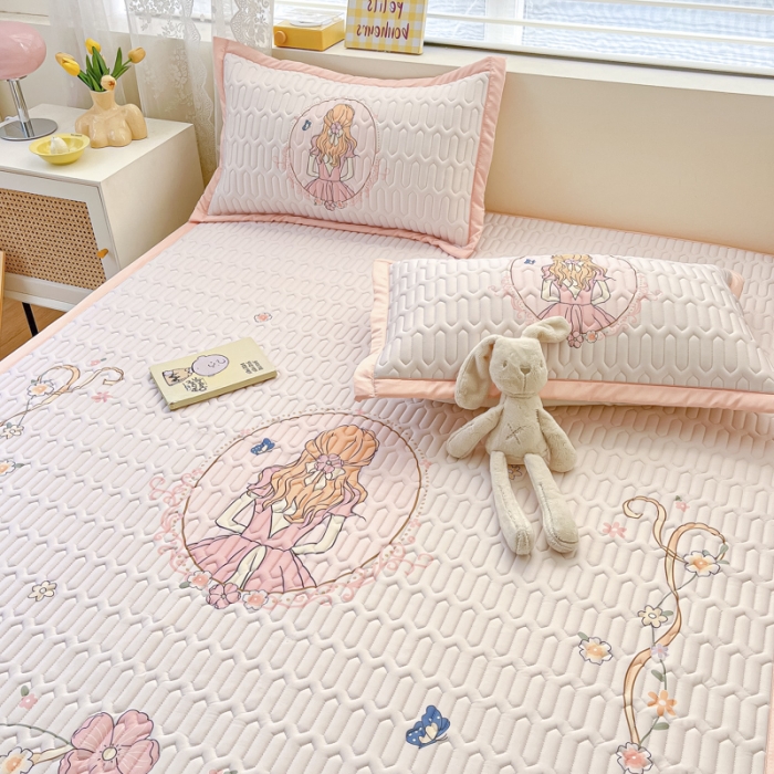 91家纺网 家纺一手货源 找家纺 慕澄 2023新款大版宽边小清新乳胶凉席系列 宽边-女孩