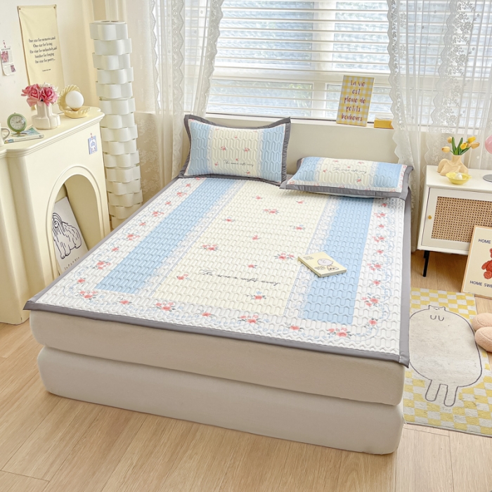 91家纺网 家纺一手货源 找家纺 慕澄 2023新款大版宽边小清新乳胶凉席系列 宽边-荼蘼花开