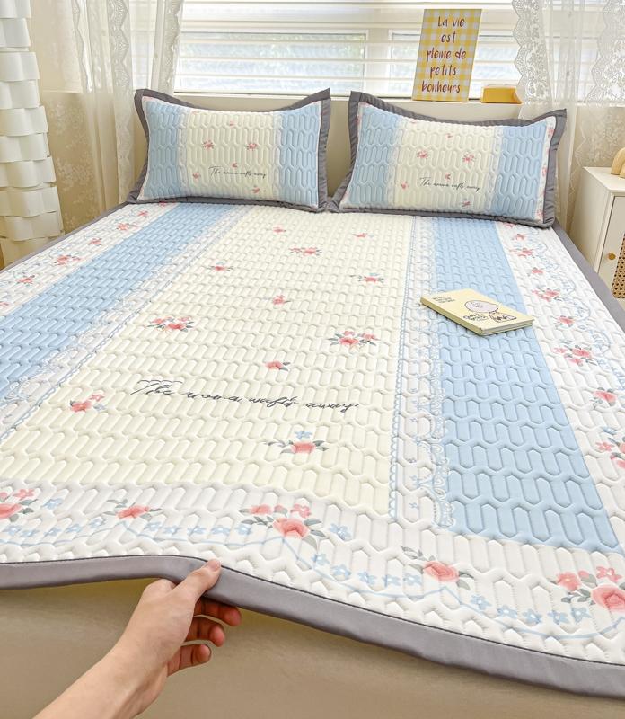 91家纺网 家纺一手货源 找家纺 慕澄 2023新款大版宽边小清新乳胶凉席系列 宽边-荼蘼花开