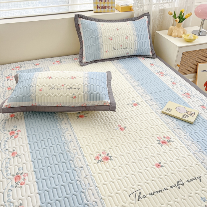 91家纺网 家纺一手货源 找家纺 慕澄 2023新款大版宽边小清新乳胶凉席系列 宽边-荼蘼花开