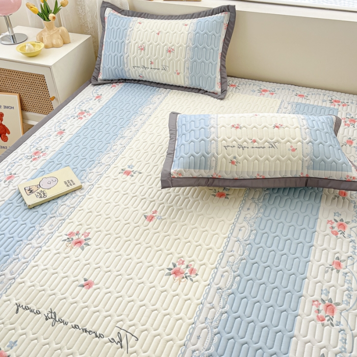 91家纺网 家纺一手货源 找家纺 慕澄 2023新款大版宽边小清新乳胶凉席系列 宽边-荼蘼花开