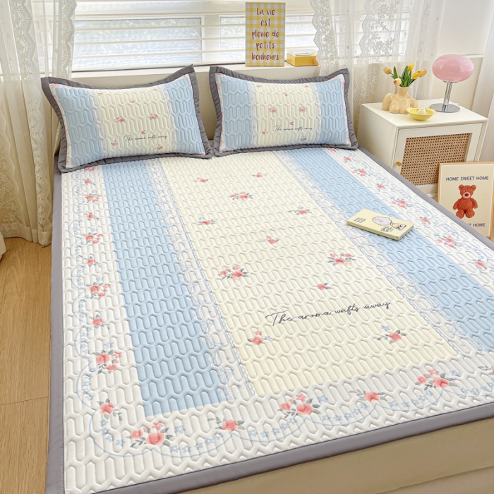 91家纺网 家纺一手货源 找家纺 慕澄 2023新款大版宽边小清新乳胶凉席系列 宽边-荼蘼花开