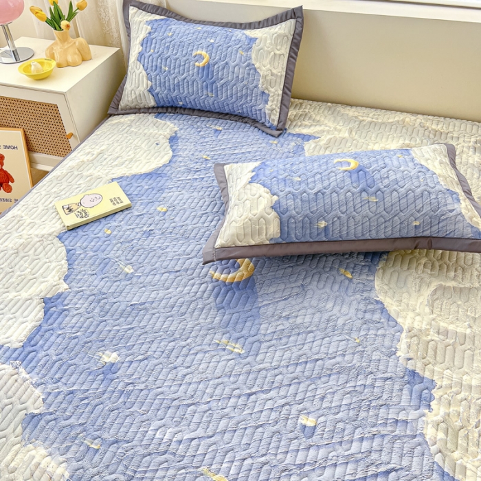 91家纺网 家纺一手货源 找家纺 慕澄 2023新款大版宽边小清新乳胶凉席系列 宽边-星辰