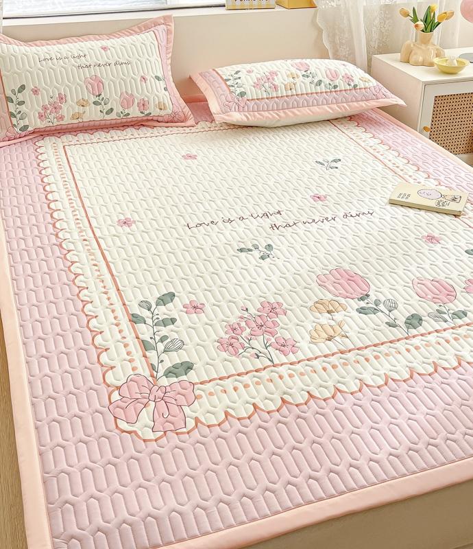 91家纺网 家纺一手货源 找家纺 慕澄 2023新款大版宽边小清新乳胶凉席系列 宽边-伊甸园