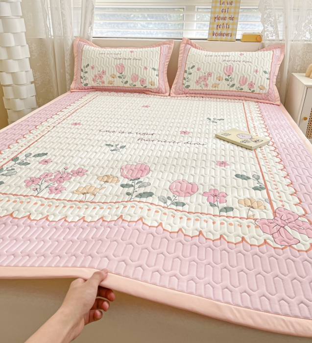 91家纺网 家纺一手货源 找家纺 慕澄 2023新款大版宽边小清新乳胶凉席系列 宽边-伊甸园