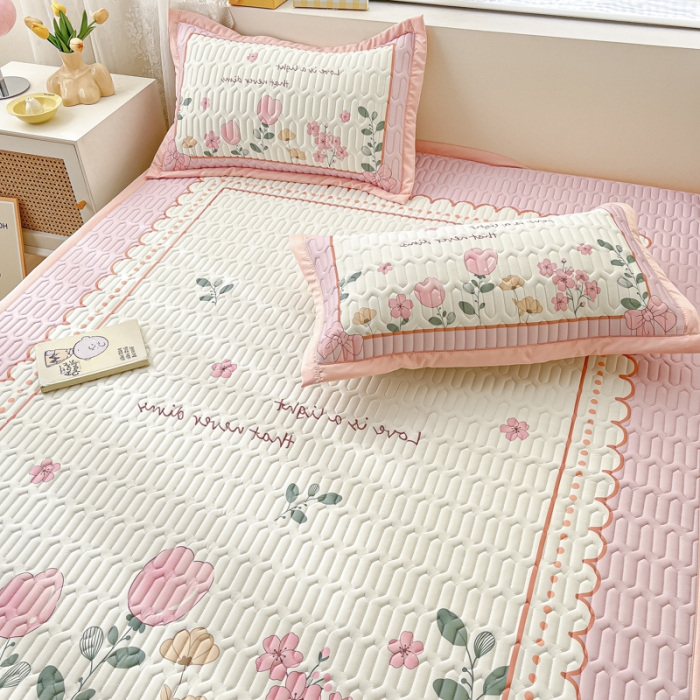 91家纺网 家纺一手货源 找家纺 慕澄 2023新款大版宽边小清新乳胶凉席系列 宽边-伊甸园