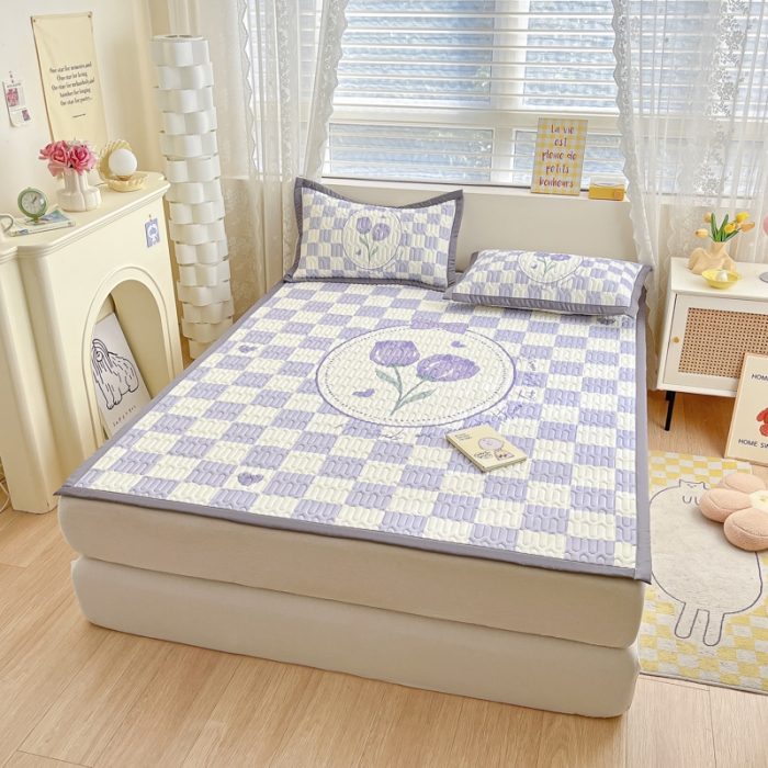 91家纺网 家纺一手货源 找家纺 慕澄 2023新款大版宽边小清新乳胶凉席系列 宽边-郁金香