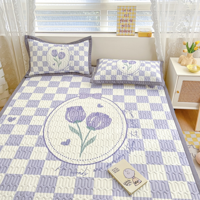 91家纺网 家纺一手货源 找家纺 慕澄 2023新款大版宽边小清新乳胶凉席系列 宽边-郁金香