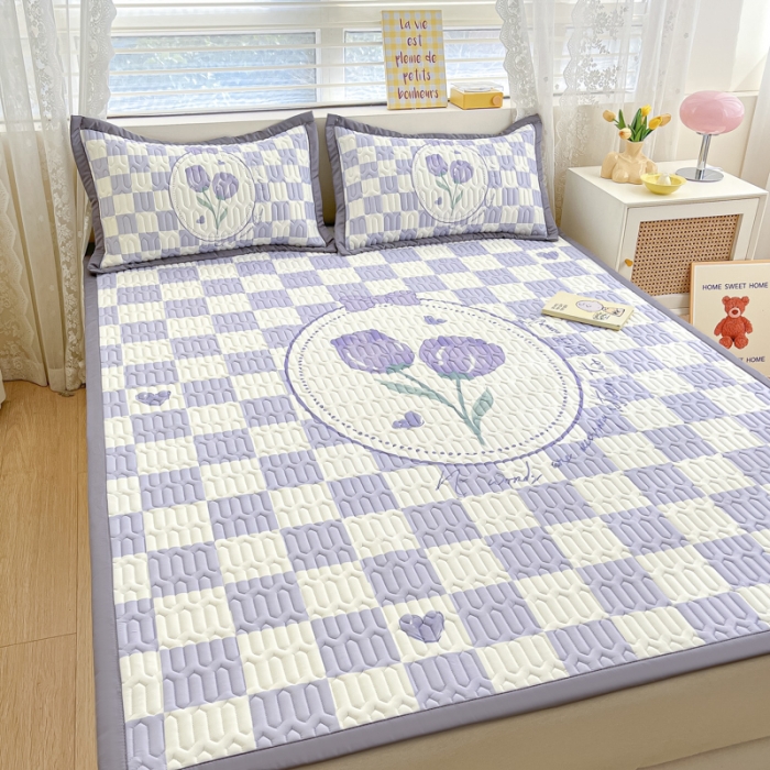 91家纺网 家纺一手货源 找家纺 慕澄 2023新款大版宽边小清新乳胶凉席系列 宽边-郁金香