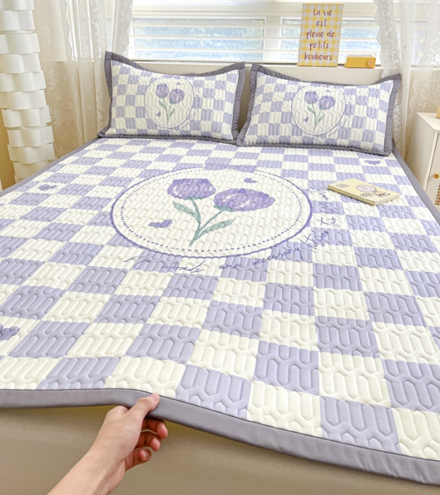 91家纺网 家纺一手货源 找家纺 慕澄 2023新款大版宽边小清新乳胶凉席系列 宽边-郁金香